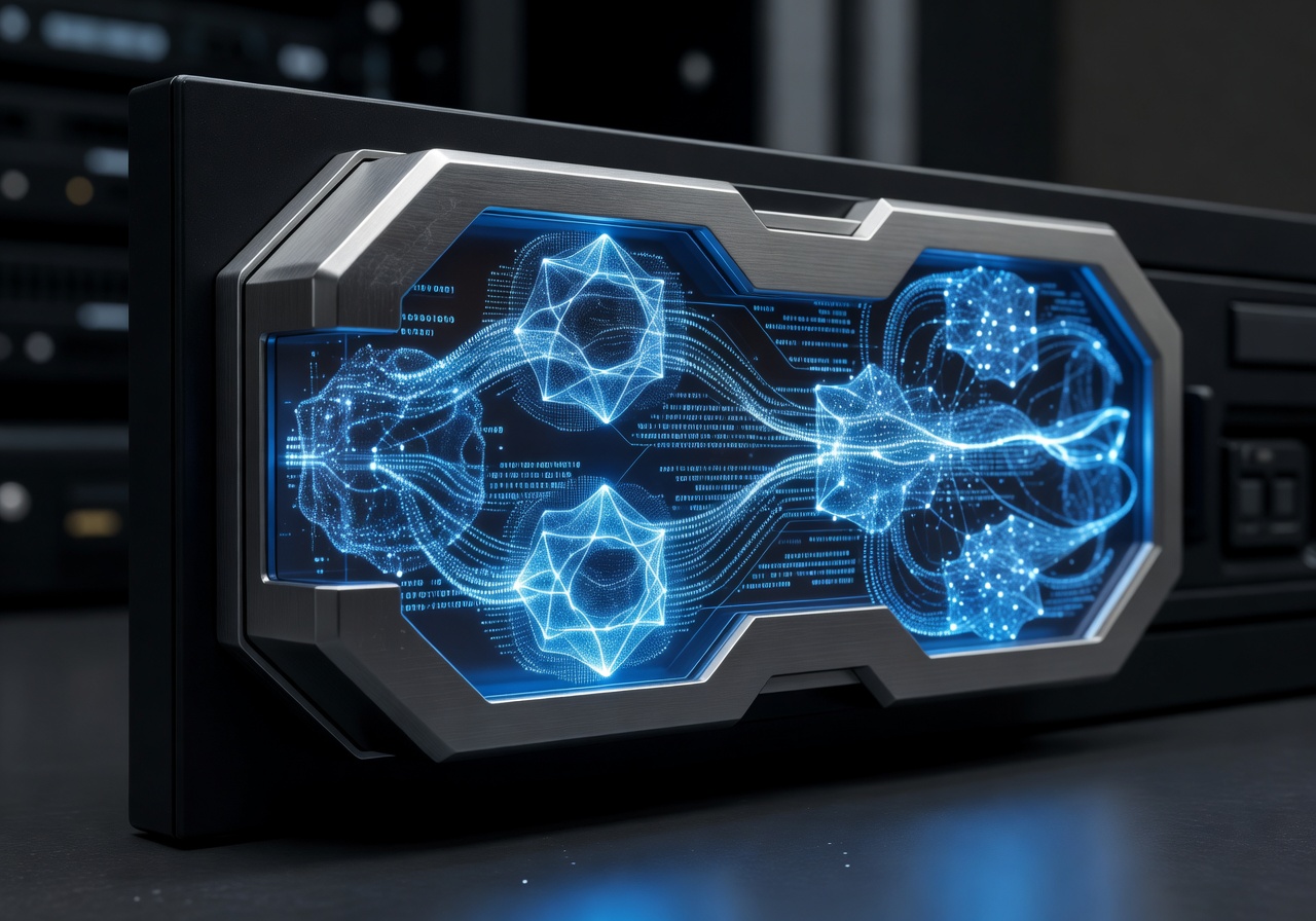 Digital security lock with glowing blue cybersecurity graphics